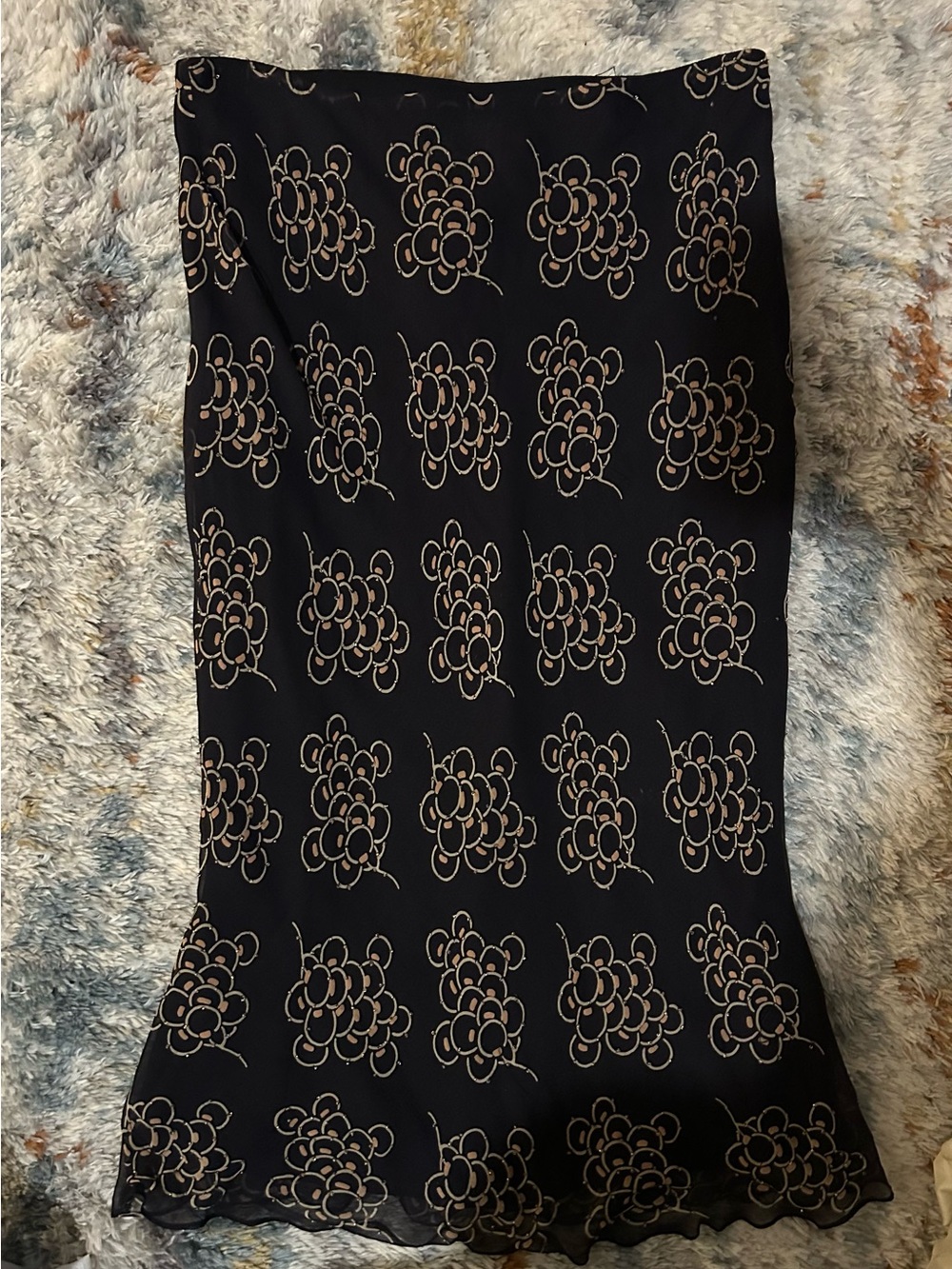 Vintage Silk Black Midi Skirt